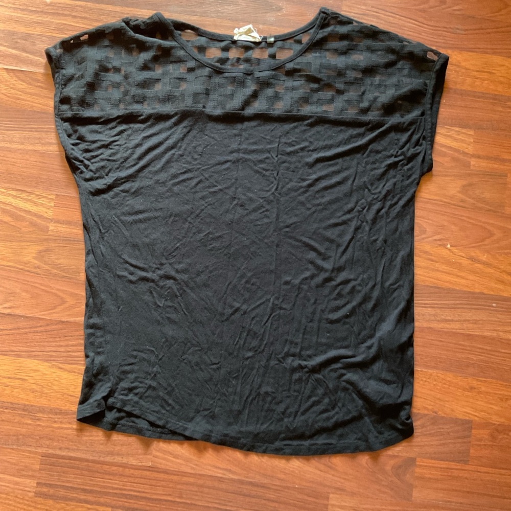 Plain Black T-shirt | See through Short Sleeve Top